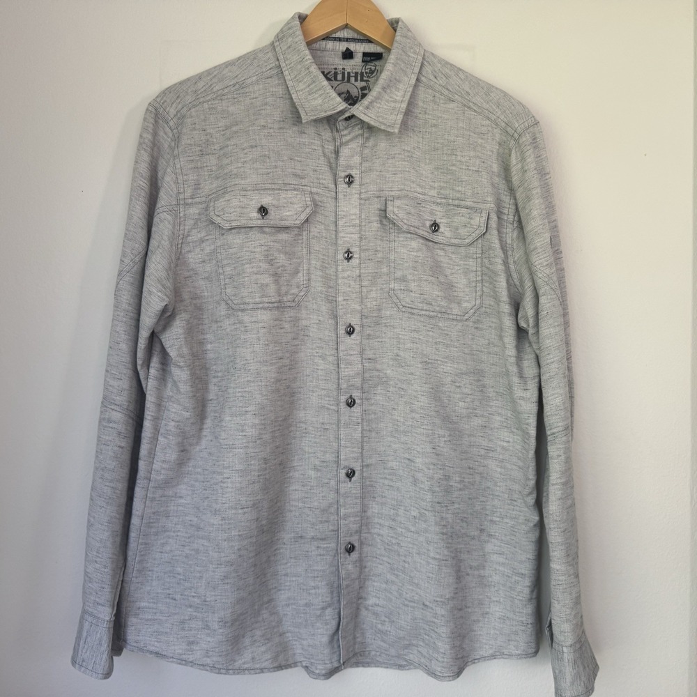 Kuhl Cotton Gray  Button Up Outdoors Guide Shirt - Men's Large